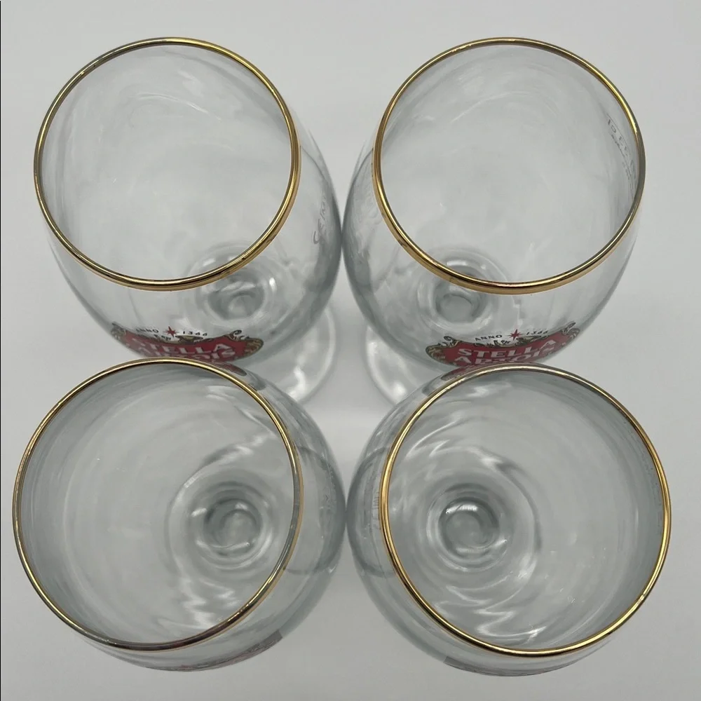 Stella Artois 33CL Gold Rimmed Beer Glasses Chalices Barware (Set of 4)